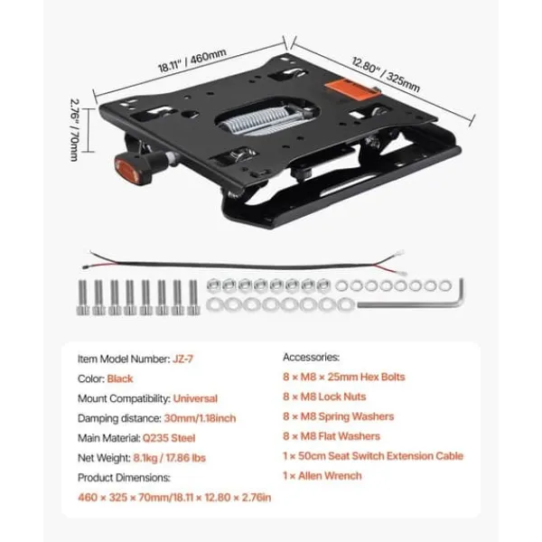 Havemaskiner^Universal Sædeophængssæt, Uden Slider Track, Passer til Plæneklippertraktor, Holdbar, Nem Installation, Komfortabel Kørsel