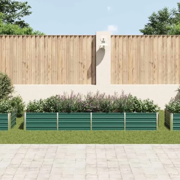 Plantningsbænke^Upphöjd odlingslåda i galvaniserat stål - Trädgårdsbänk | Färg: Grön | Storlek: 320x80x45 cm
