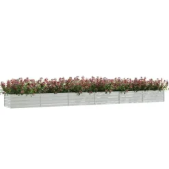 Plantningsbænke^Upphöjd odlingslåda i galvaniserat stål - Trädgårdsbädd | Färg: Silver | Storlek: 600x80x45 cm