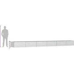 Plantningsbænke^Upphöjd odlingslåda i galvaniserat stål - Trädgårdsbädd | Färg: Silver | Storlek: 600x80x45 cm