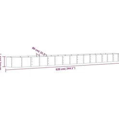 Online Upphöjd odlingslåda i pulverlackerat stål - Trädgårdsplanteringslåda | Färg: Grå | Storlek: 620x80x36 cm Plantningsbænke