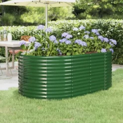 Clearance Upphöjd odlingslåda i pulverlackerat stål | Färg: Grön | Storlek: 175x100x68 cm Plantningsbænke