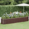 Upphöjd odlingslåda i pulverlackerat stål | Färg: Brun | Storlek: 368x80x68 cm Plantningsbænke