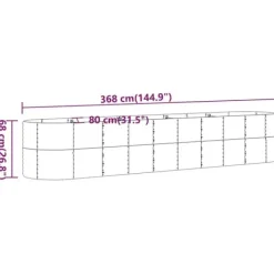 Upphöjd odlingslåda i pulverlackerat stål | Färg: Brun | Storlek: 368x80x68 cm Plantningsbænke