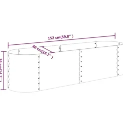 Sale Upphöjd odlingslåda i pulverlackerat stål | Färg: Grå | Storlek: 152x40x36 cm Plantningsbænke