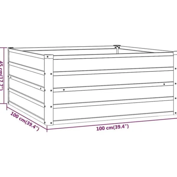 Krukker & Plantebeholdere^Upphöjd odlingslåda i rosttrögt stål - Hållbar trädgårdslösning | Storlek: 100x100x45 cm | Färg: Brunt