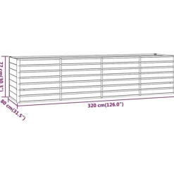 Plantningsbænke^Upphöjd odlingslåda i rosttrögt stål | Storlek: 320x80x77 cm | Färg: Brunt