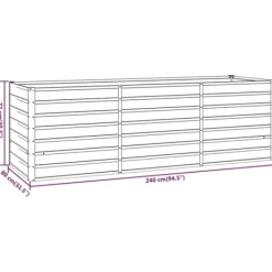 Plantningsbænke^Upphöjd odlingslåda i rosttrögt stål - Hållbar trädgårdslösning | Storlek: 240x80x77 cm | Färg: Rostbrun