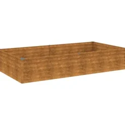 New Upphöjd odlingslåda i rosttrögt stål - Hållbar och dekorativ | Storlek: 195x100x36 cm | Färg: Brunt Plantningsbænke