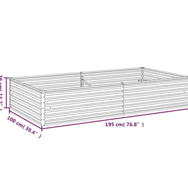New Upphöjd odlingslåda i rosttrögt stål - Hållbar och dekorativ | Storlek: 195x100x36 cm | Färg: Brunt Plantningsbænke