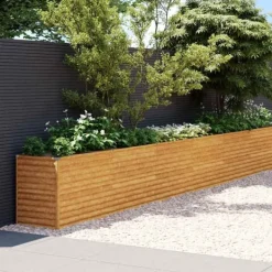Discount Upphöjd Odlingslåda i Rosttrögt Stål - Hållbar och Dekorativ | Storlek: 578x50x69 cm | Färg: Brunt Plantningsbænke