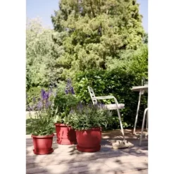 Best Urtepotte - ELHO - Amiga Rund 30 - Rød - L 30 x B 29,5 x H 22 cm - Udendørs - 100% genbrugt Krukker & Plantebeholdere