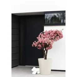 Outlet Urtepotte - ELHO - Pure Straight Round 50 - Hør Hvid - L 50 x B 49,5 x H 51 cm - 100% genbrugt Krukker & Plantebeholdere