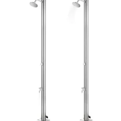 Discount Utedusch med huvuddusch och fotkran - Rostfritt stål | Höjd: 215 cm Spa & Udendørsbad