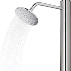 Discount Utedusch med huvuddusch och fotkran - Rostfritt stål | Höjd: 215 cm Spa & Udendørsbad