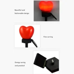 Havedekorationer^Utomhus Solar Trädgård Stake Lights Vattentät Solar Röda Hjärtformade Pathway Lampor Landskapslampa för trädgård Gräsmatta Dekor