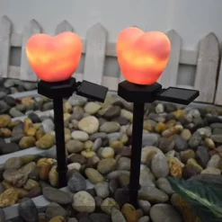 Havedekorationer^Utomhus Solar Trädgård Stake Lights Vattentät Solar Röda Hjärtformade Pathway Lampor Landskapslampa för trädgård Gräsmatta Dekor