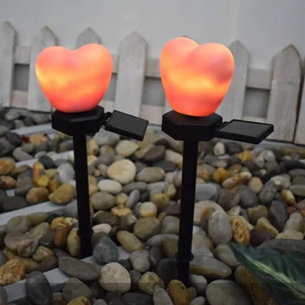 Havedekorationer^Utomhus Solar Trädgård Stake Lights Vattentät Solar Röda Hjärtformade Pathway Lampor Landskapslampa för trädgård Gräsmatta Dekor