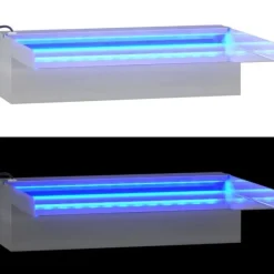 Springvand & Damme^Vandfald med LED RGB-farver i rustfrit stål - Dekorativ havedam | Størrelse: 30 cm