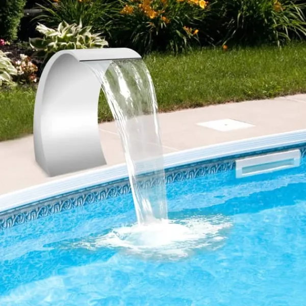 Outlet Vandfald til pool og havedam - Vandblad i rustfrit stål 304 - Moderne design - Nem montering - Rustfri - Lav vedligeholdelse - Sølv Springvand & Damme