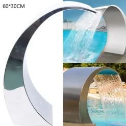 Outlet Vandfald til pool og havedam - Vandblad i rustfrit stål 304 - Moderne design - Nem montering - Rustfri - Lav vedligeholdelse - Sølv Springvand & Damme