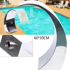 Outlet Vandfald til pool og havedam - Vandblad i rustfrit stål 304 - Moderne design - Nem montering - Rustfri - Lav vedligeholdelse - Sølv Springvand & Damme