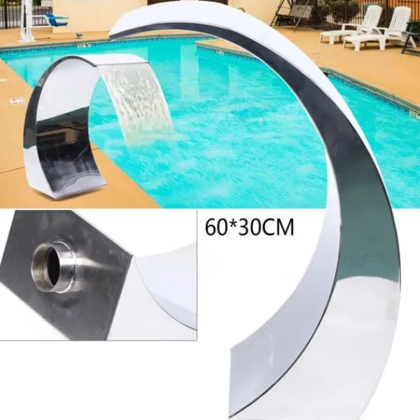 Outlet Vandfald til pool og havedam - Vandblad i rustfrit stål 304 - Moderne design - Nem montering - Rustfri - Lav vedligeholdelse - Sølv Springvand & Damme