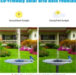 Springvand & Damme^Vandfontæne soldrevet 18 cm med farverig LED-belysning