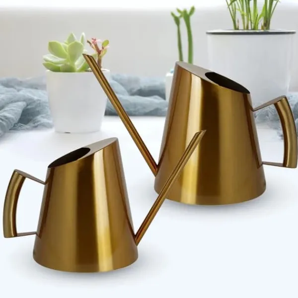 Vanding^Vandkande - Lille blomsterkande - Rustfrit stål 201 - Lang tud - 900 ml - Moderne design - Lakeret overflade - Guld