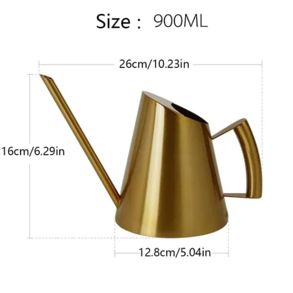 Vanding^Vandkande - Lille blomsterkande - Rustfrit stål 201 - Lang tud - 900 ml - Moderne design - Lakeret overflade - Guld
