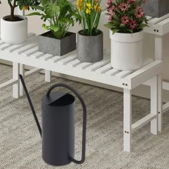 Best Vandkande - Rustfrit stål 201 - Lang tud - 1,4 L - Til stue- og hængeplanter - Bund Ø10 cm - Sort Vanding