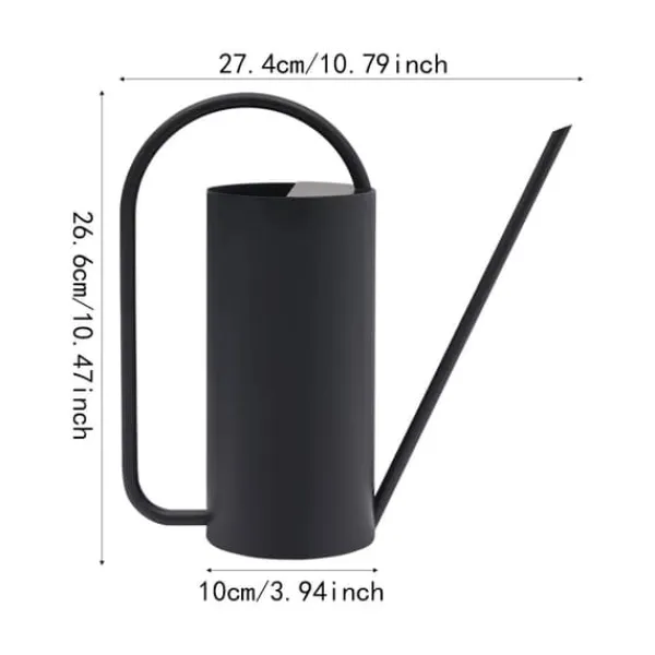 Best Vandkande - Rustfrit stål 201 - Lang tud - 1,4 L - Til stue- og hængeplanter - Bund Ø10 cm - Sort Vanding