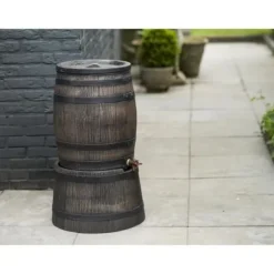 Best Vandopsamler - NATURE - Tønde - 50 liter - Rotationsstøbt PE - Tilbehør inkluderet Regntønder