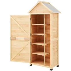 Clearance Vandtæt udendørs træopbevaringsskur 28x63 tommer, haveredskabsskur, holdbar og rummelig, perfekt til haven. Skure, Garager & Carports