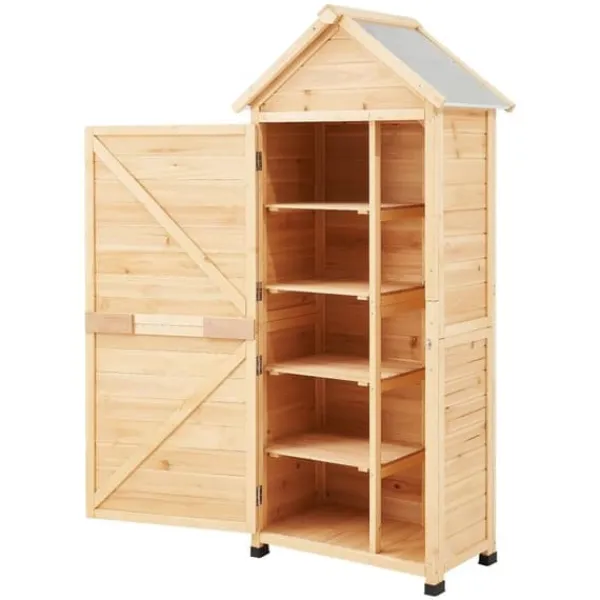Clearance Vandtæt udendørs træopbevaringsskur 28x63 tommer, haveredskabsskur, holdbar og rummelig, perfekt til haven. Skure, Garager & Carports