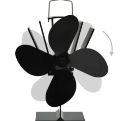 Online Varmedrevet ovnventilator - Lydløs 4-blads ventilator | Farve: Sort Tilbehør Til Brændeovne & Pejse
