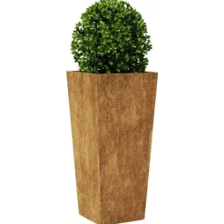 Krukker & Plantebeholdere^Vejrbestandig havekrukke i stål - Plantekasse | Størrelse: 35x35x75 cm | Farve: Brun
