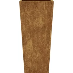 Krukker & Plantebeholdere^Vejrbestandig havekrukke i stål - Plantekasse | Størrelse: 35x35x75 cm | Farve: Brun