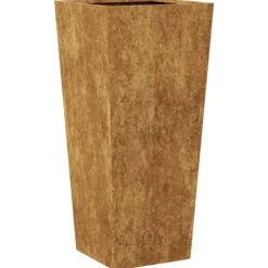 Krukker & Plantebeholdere^Vejrbestandig havekrukke i stål - Plantekasse | Størrelse: 35x35x75 cm | Farve: Brun