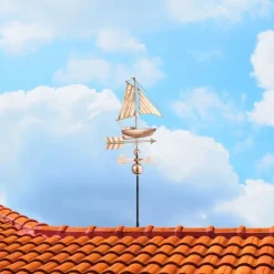 Vinddekoration^Vejrhane, Skibsdesign, 144x60x46 cm, Kobber