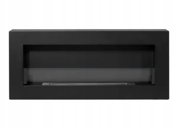 Discount Væghængt biopejs med glas 90x40x12 cm Box Sort strukturmat Brændeovne