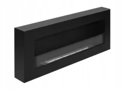Discount Væghængt biopejs med glas 90x40x12 cm Box Sort strukturmat Brændeovne