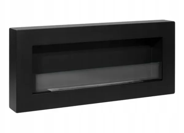 Discount Væghængt biopejs med glas 90x40x12 cm Box Sort strukturmat Brændeovne
