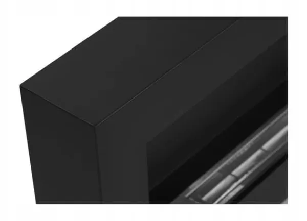 Discount Væghængt biopejs med glas 90x40x12 cm Box Sort strukturmat Brændeovne