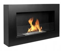 Outlet Væghængt biopejs med glas 65x40x12 cm BOX Flammeregulering Matsort Brændeovne