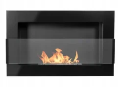 Brændeovne^Væghængt biopejs med glas 65x40x12 cm Flammeregulering Sort højglans