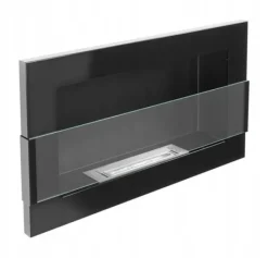 Brændeovne^Væghængt biopejs med glas 65x40x12 cm Flammeregulering Sort højglans