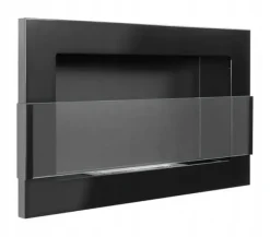 Brændeovne^Væghængt biopejs med glas 65x40x12 cm Flammeregulering Sort højglans