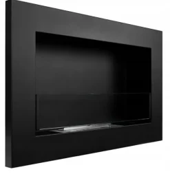Brændeovne^Væghængt biopejs med glas 65x40x12 cm Slank sort struktureret mat