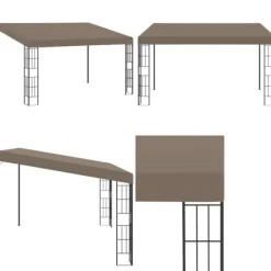 Hot Vægmonteret pavillon 4x3 m stof gråbrun - Væghængt Pavillon - Væghængte Pavilloner - Home & Living Telte & Lysthuse